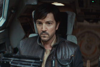 A close up of Cassian in a U-Wing cockpit in Andor season 2's finale episode