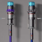Dyson Gen5detect (left) next to the Gen5outsize vacuum