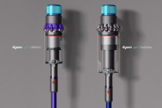 Dyson Gen5detect (left) next to the Gen5outsize vacuum