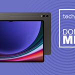 Samsung Galaxy Tab S9 Ultra on purple background with TechRadar don't miss sign