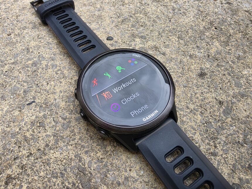 Garmin Forerunner 570 options screen