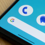 The bottom left corner of an Android phone, showing the Phone, Messages, Google icons and Google Search bar