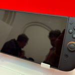 A close up of the Nintendo Switch 2 console on a stand
