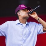 British rapper Loyle Carner performs live on stage during a concert during day 2 of Lollapalooza 2024