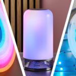 From left to right, the picture shows the Govee Neon Rope Light 2, the Table Lamp 2, and the RGBIC LED light strip.