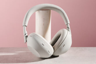 Sony WH-1000XM6 leaning on pole