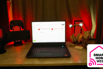 Gaming desk setup featuring Nanoleaf Pegboard desk dock
