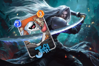 Final Fantasy's Sephiroth stabbing through Jeff!'s Marvel Snap Card