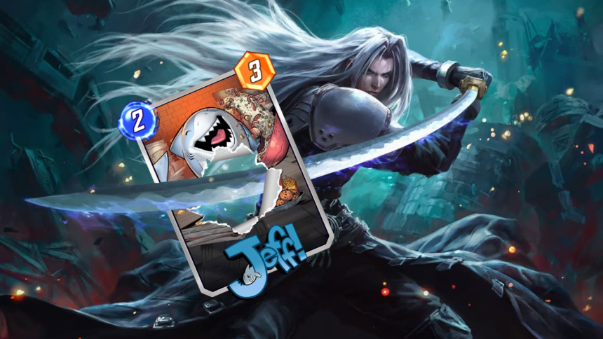 Final Fantasy's Sephiroth stabbing through Jeff!'s Marvel Snap Card