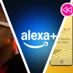 The Oakley Meta glasses, Alexa+ logo, and the Trump Mobile