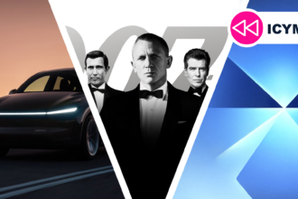 A Tesla car, James Bonds and Samsung's foldable promo image