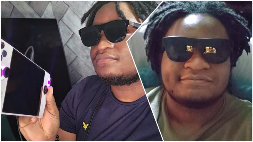 Xreal One AR Glasses connected to Asus ROG Ally handheld