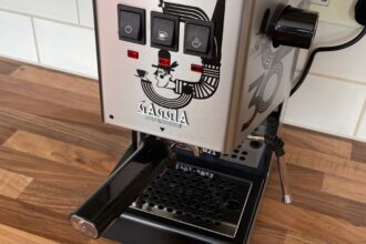 Gaggia Classic coffee maker on kitchen counter