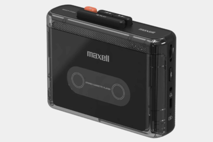 Maxell MXCP-P100 cassette player on a light grey background
