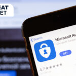 A phone showing the download page for Microsoft Authenticator