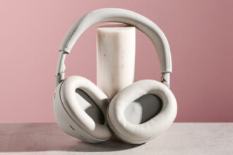 Sony WH-1000XM6 with earcups pointed towards the camera
