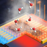 Illustration of a fiber membrane removing heat from an electronic chip through evaporation