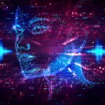 The outline of a head in a futuristic style