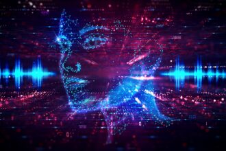 The outline of a head in a futuristic style
