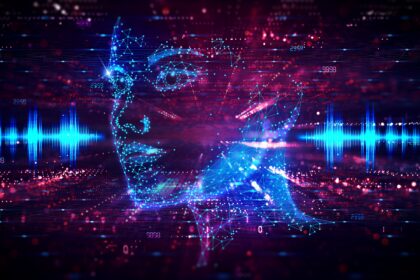 The outline of a head in a futuristic style
