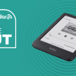 A Kobo Clara BW on a green background with a price-cut TechRadar deals logo