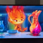Samsung S95F with Ember from Elemental on screen