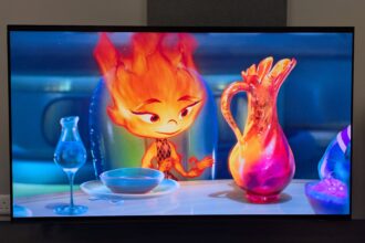 Samsung S95F with Ember from Elemental on screen