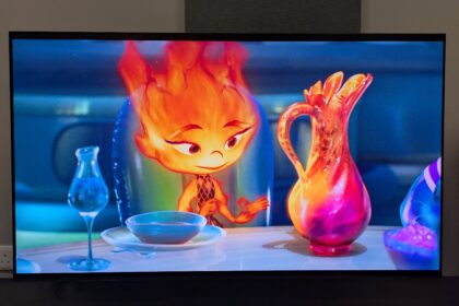 Samsung S95F with Ember from Elemental on screen