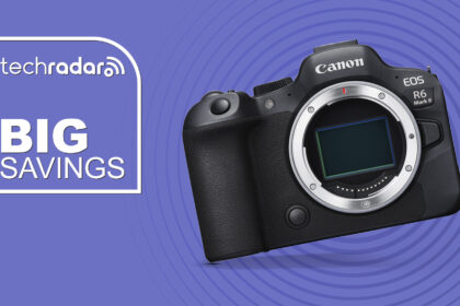 Canon EOS R6 Mark II on a purple background with big savings text