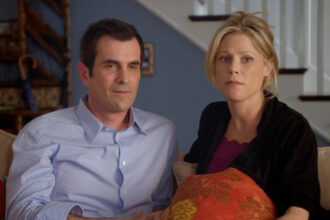 Ty Burrell and Julie Brown in a scene from Modern Family