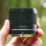 Viltrox AF 50mm F2 Air lens in the hand