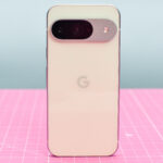 Google Pixel 9 in Wintergreen showing back camera bar