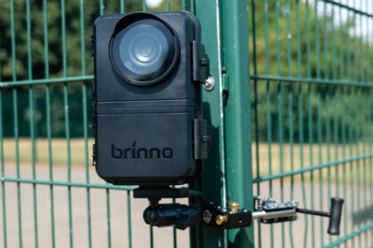 Brinno BCC5000 Time Lapse Bundle attached to a metal fence