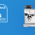 The Breville the Barista Touch on a blue background with text saying Big Savings next to it.