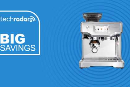 The Breville the Barista Touch on a blue background with text saying Big Savings next to it.