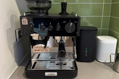 Sunbeam Origins Classic Espresso Machine on a kitchen counter