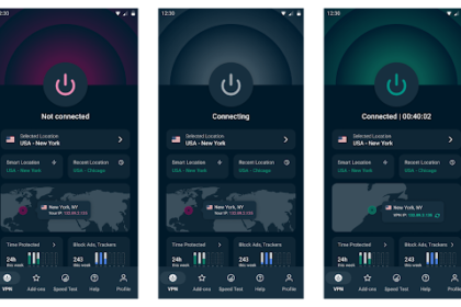 Screenshot of mobile ExpressVPN's app on dark mode