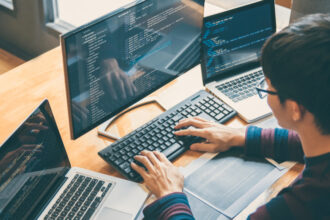 A developer writing code
