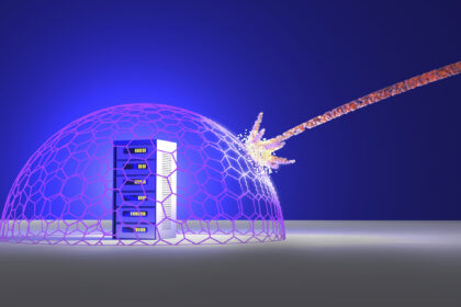 Abstract illustration of a firewall protecting servers