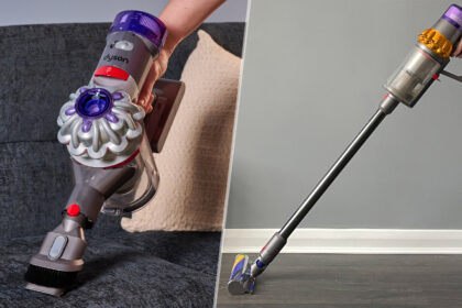 Dyson V8 vacuum (left) and V15 (right)