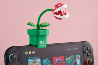 Hori Piranha Plant Camera for Nintendo Switch 2 mounted on the console