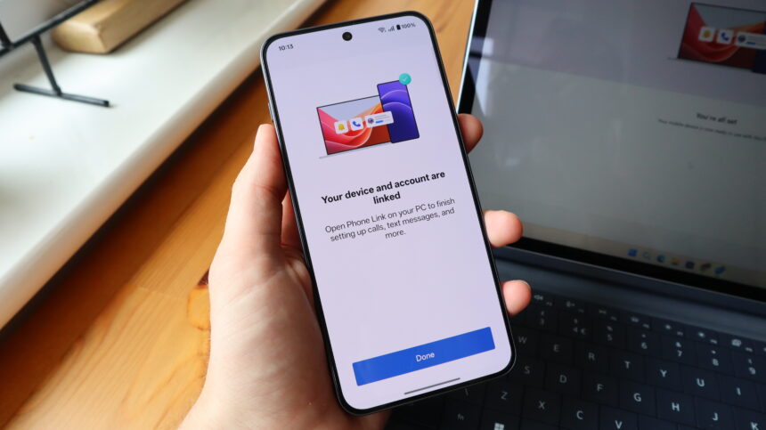 An Android phone connected to a Windows PC