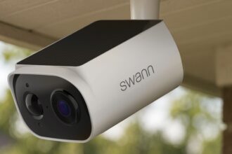 Swann EVO Wireless Solar security camera mounted on wall