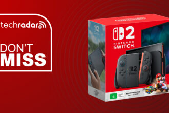 A Nintendo Switch 2 box on a red background