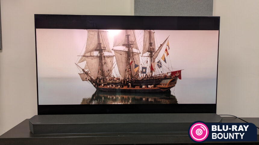 Blu-ray Bounty September 2025 hero image with Master and Commander 4K Blu-ray on screen of LG G5