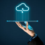 Representational image of a user accessing data from the cloud