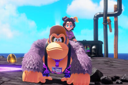 Donkey Kong looks at the camera.