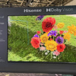 A Hisense TV showing Dolby Vision 2 footage, with the Dolby Vision logo