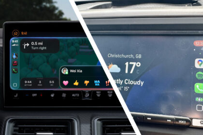 Two car dashboards showing Apple CarPlay