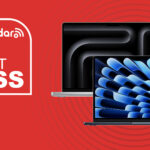 MacBook Air and MacBook Pro on a red background